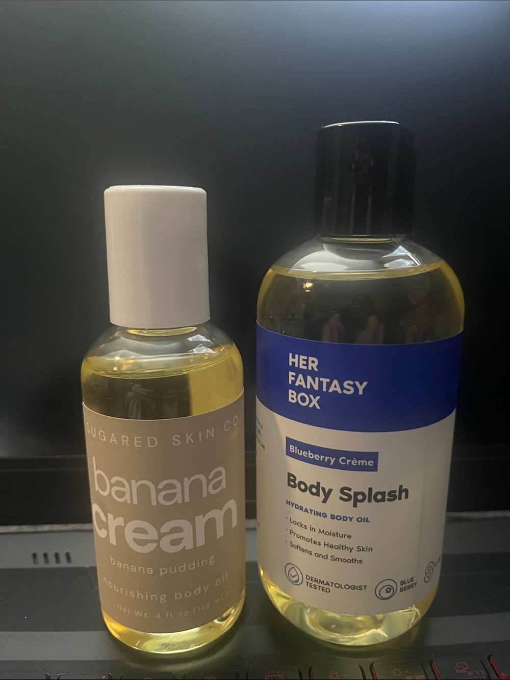Body Oil Duo 1 Blueberry 1 Banana Cream- her fantasy box & sugared skin co. NWOT